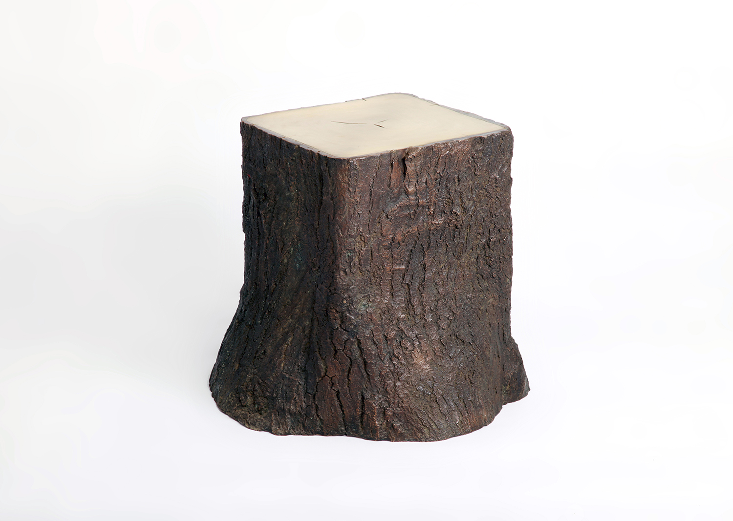 WOLFS + JUNG, Square Tree Trunk_stoolⅡ, cast bronze (lost wax technique), 48Wx38Dx43H cm, 2009@WOLFS + JUNG, Square Tree Trunk_stoolⅡ, cast bronze (lost wax technique), 48Wx38Dx43H cm, 2009